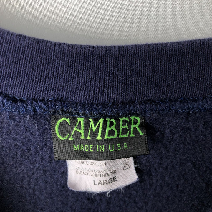 90'S CAMBER Plain Blank Sweatshirt, Made in USA, Men's Size L (Equivalent), Vintage cotton navy blue type Vintage Second Hand