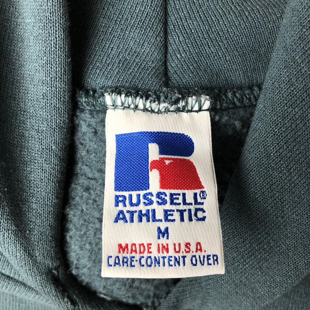 90'S Russell sweatshirt pullover hoodie, made in USA, men's size M, vintage cotton dark green Vintage Second Hand