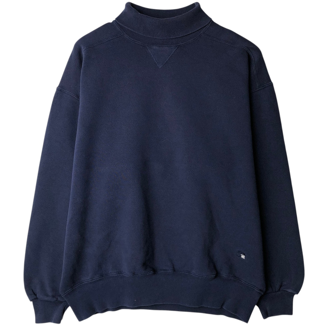 90'S Russell High Cotton Turtleneck Sweatshirt, Made in USA, Men's Size XL (Equivalent), Vintage cotton Navy blue Vintage Second Hand