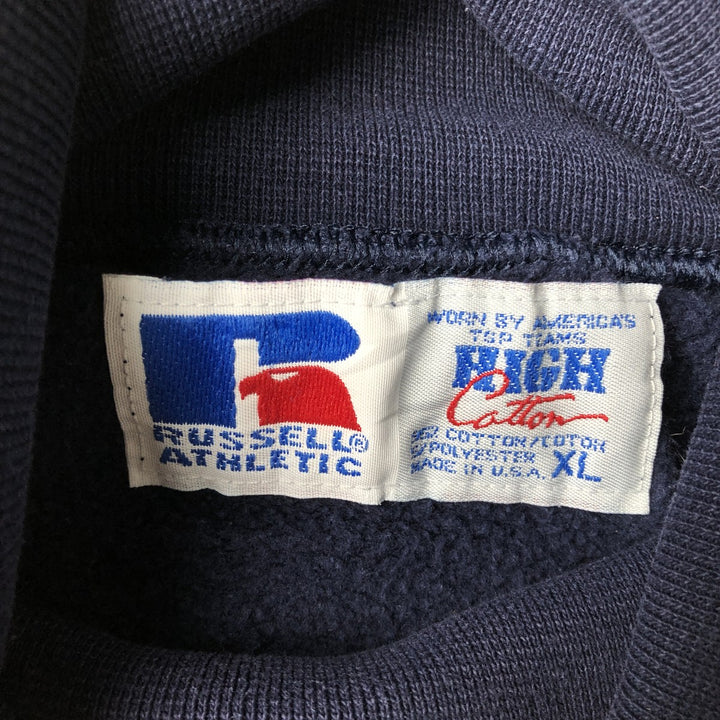90'S Russell High Cotton Turtleneck Sweatshirt, Made in USA, Men's Size XL (Equivalent), Vintage cotton Navy blue Vintage Second Hand