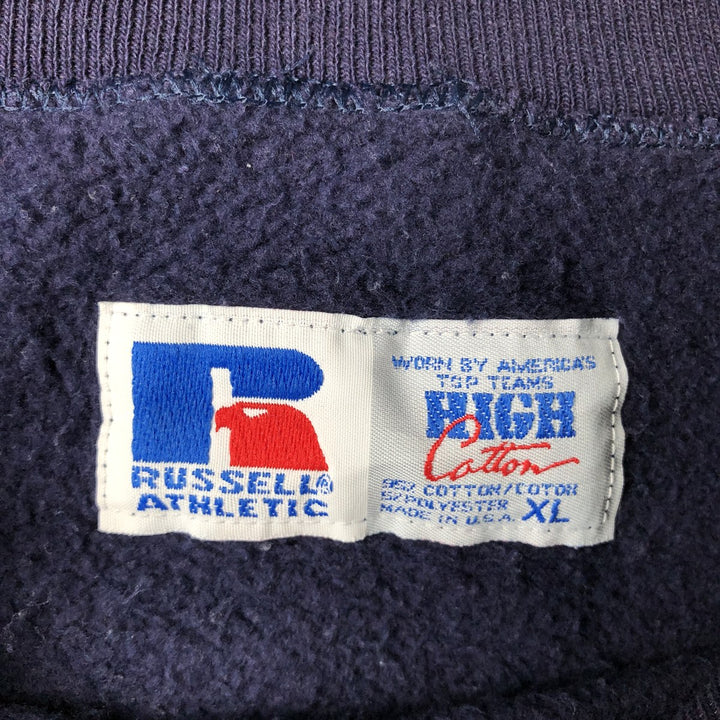 90'S Russell High Cotton Plain Blank Sweatshirt, Men's Size XL (Equivalent), Vintage cotton navy blue type Vintage Second Hand
