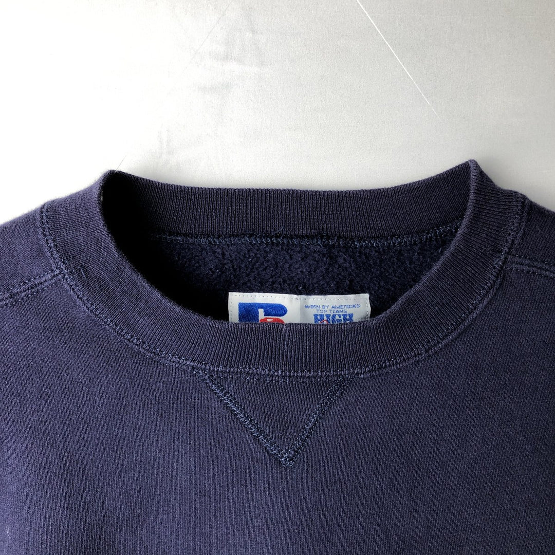 90'S Russell High Cotton Plain Blank Sweatshirt, Men's Size XL (Equivalent), Vintage cotton navy blue type Vintage Second Hand