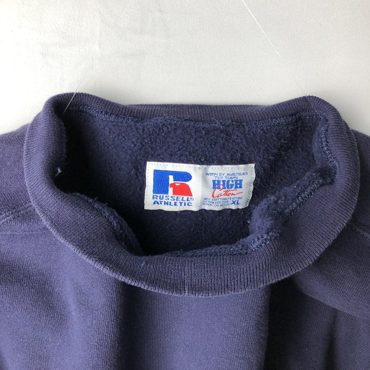 90'S Russell High Cotton Plain Blank Sweatshirt, Men's Size XL (Equivalent), Vintage cotton navy blue type Vintage Second Hand