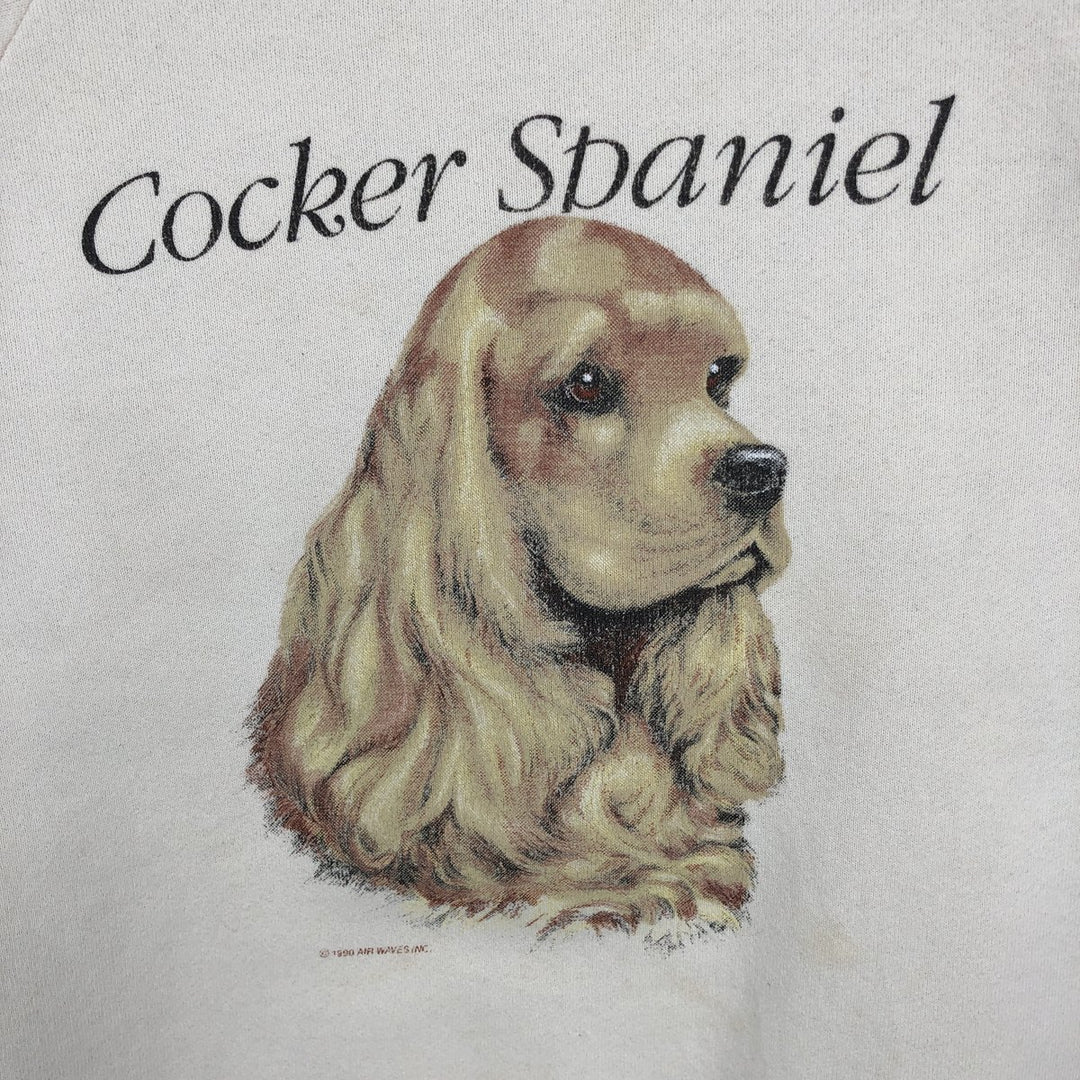 90'S Fruit of the Loom Cocker Spaniel Dog Print Animal Sweatshirt, Made in USA, Women's Size M cotton unbleached Vintage Second Hand