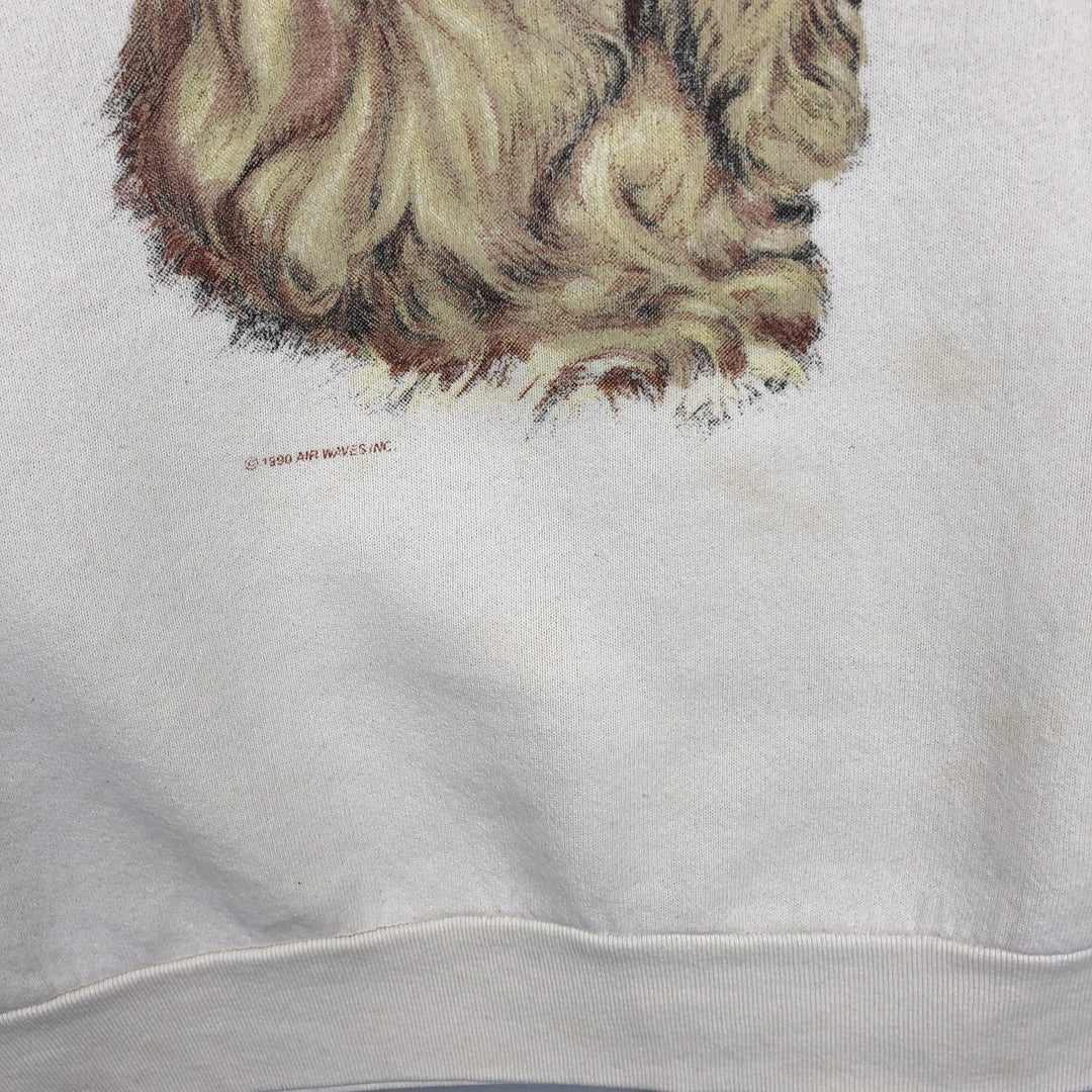 90'S Fruit of the Loom Cocker Spaniel Dog Print Animal Sweatshirt, Made in USA, Women's Size M cotton unbleached Vintage Second Hand