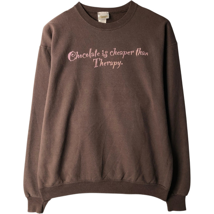 Pleasant Skade Message Print Sweatshirt (Women's Size M) cotton brown type Vintage Second Hand