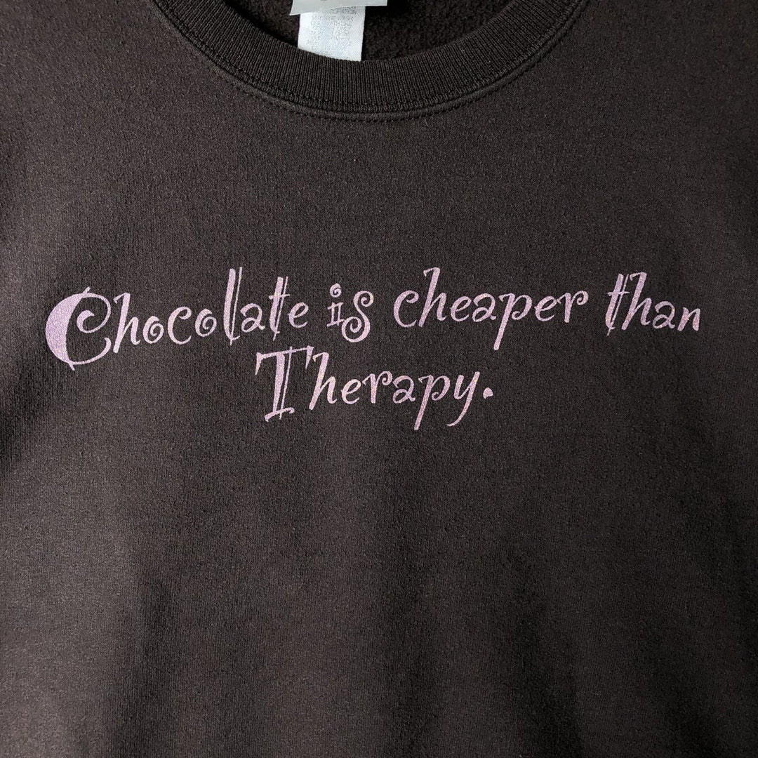 Pleasant Skade Message Print Sweatshirt (Women's Size M) cotton brown type Vintage Second Hand