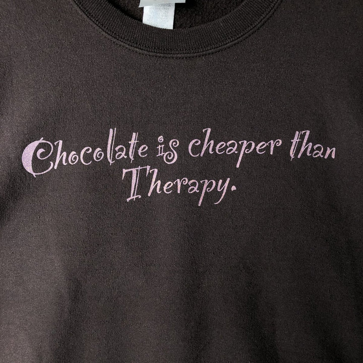 Pleasant Skade Message Print Sweatshirt (Women's Size M) cotton brown type Vintage Second Hand