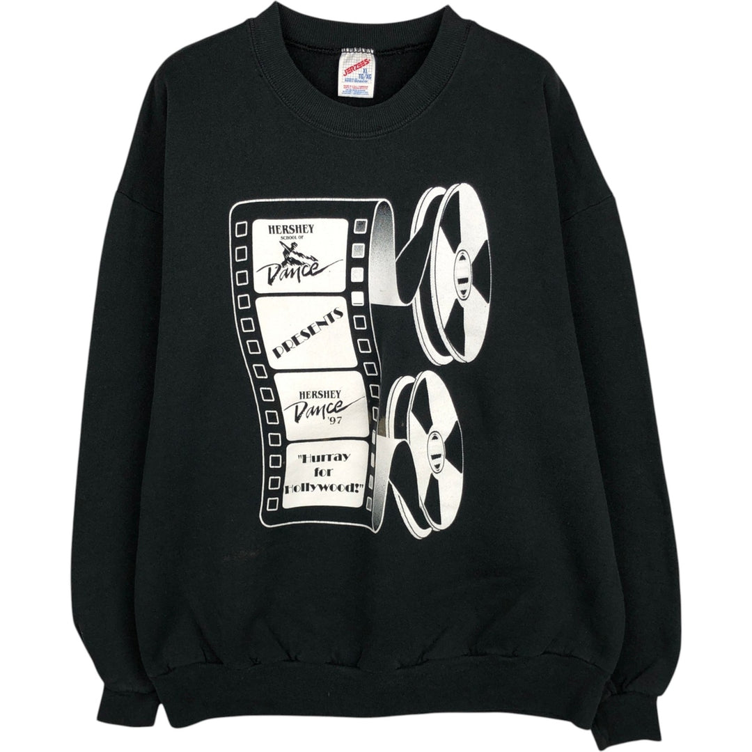 80s-90'S Jerzees printed sweatshirt, made in USA, women's size XL equivalent, vintage. cotton black type Vintage Second Hand