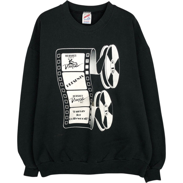 80s-90'S Jerzees printed sweatshirt, made in USA, women's size XL equivalent, vintage. cotton black type Vintage Second Hand