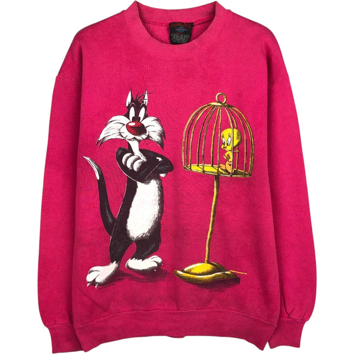 90'S GARMENTGRAPHICS Looney Tunes Character Sweatshirt (Women's Size M) cotton pink type Vintage Second Hand