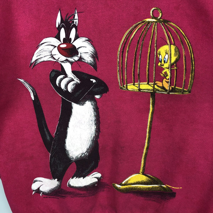 90'S GARMENTGRAPHICS Looney Tunes Character Sweatshirt (Women's Size M) cotton pink type Vintage Second Hand