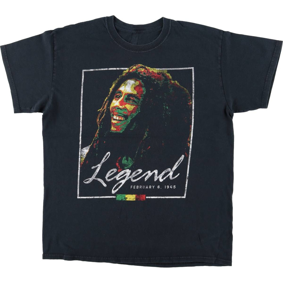 ZION BOB MARLEY Bob Marley Band T-shirt Band T Men's L size unclear black type Vintage Second Hand