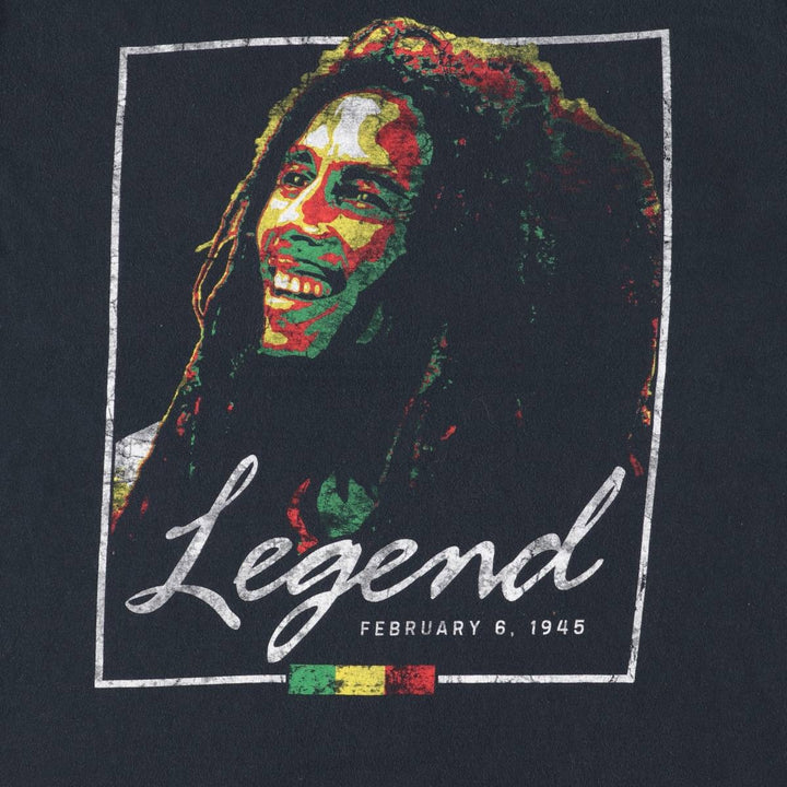 ZION BOB MARLEY Bob Marley Band T-shirt Band T Men's L size unclear black type Vintage Second Hand