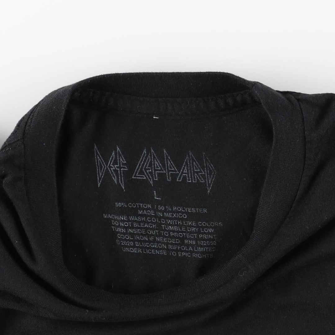 DEF LEPPARD Def Leppard Band T-shirt Band T Men's L size cotton black type Vintage Second Hand
