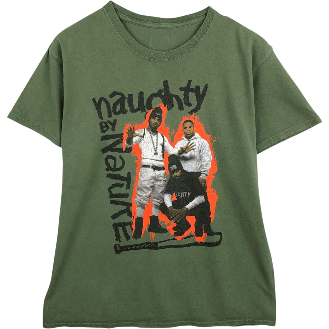 Naughty By Nature Band T-shirt (Men's size M) unclear green type Vintage Second Hand