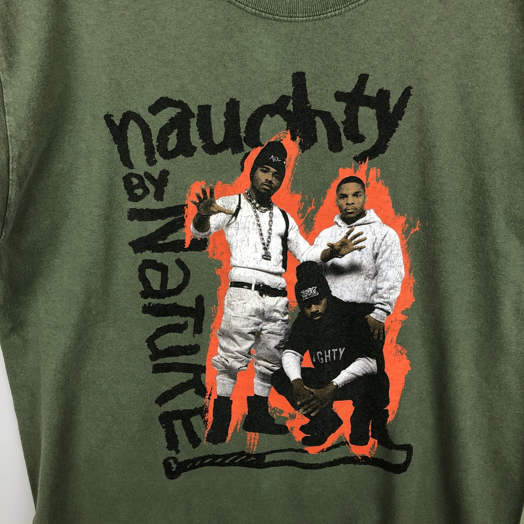 Naughty By Nature Band T-shirt (Men's size M) unclear green type Vintage Second Hand