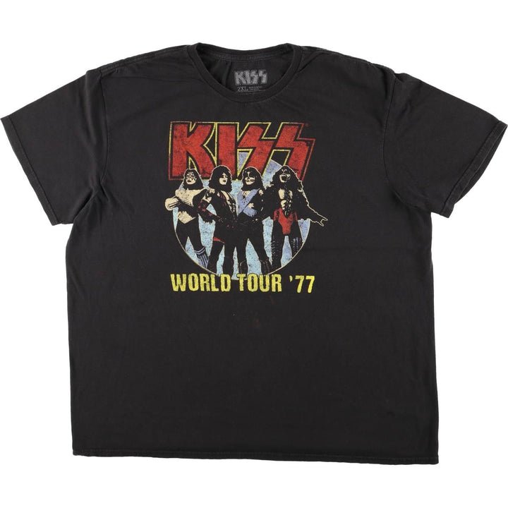 KISS Band T-shirt, Band T, Men's XXL size cotton black type Vintage Second Hand