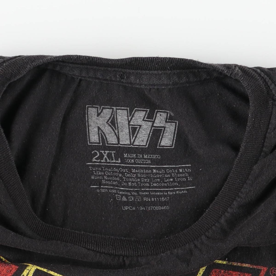 KISS Band T-shirt, Band T, Men's XXL size cotton black type Vintage Second Hand