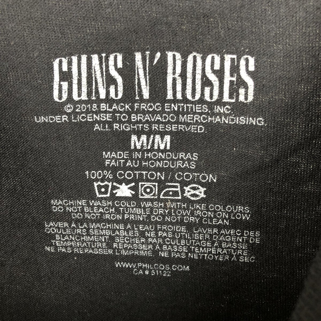 GUNS N' ROSES Guns N' Roses Band T-shirt Band Tee Men's M size cotton black type Vintage Second Hand