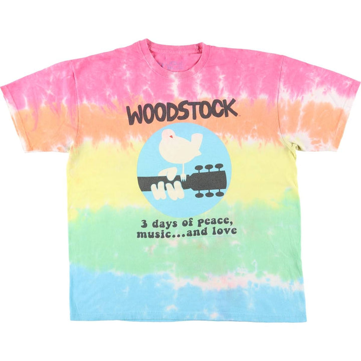 Liquid Blue Woodstock Festival Tie-Dye Pattern Band T-Shirt (Men's XL equivalent) cotton pink type Vintage Second Hand