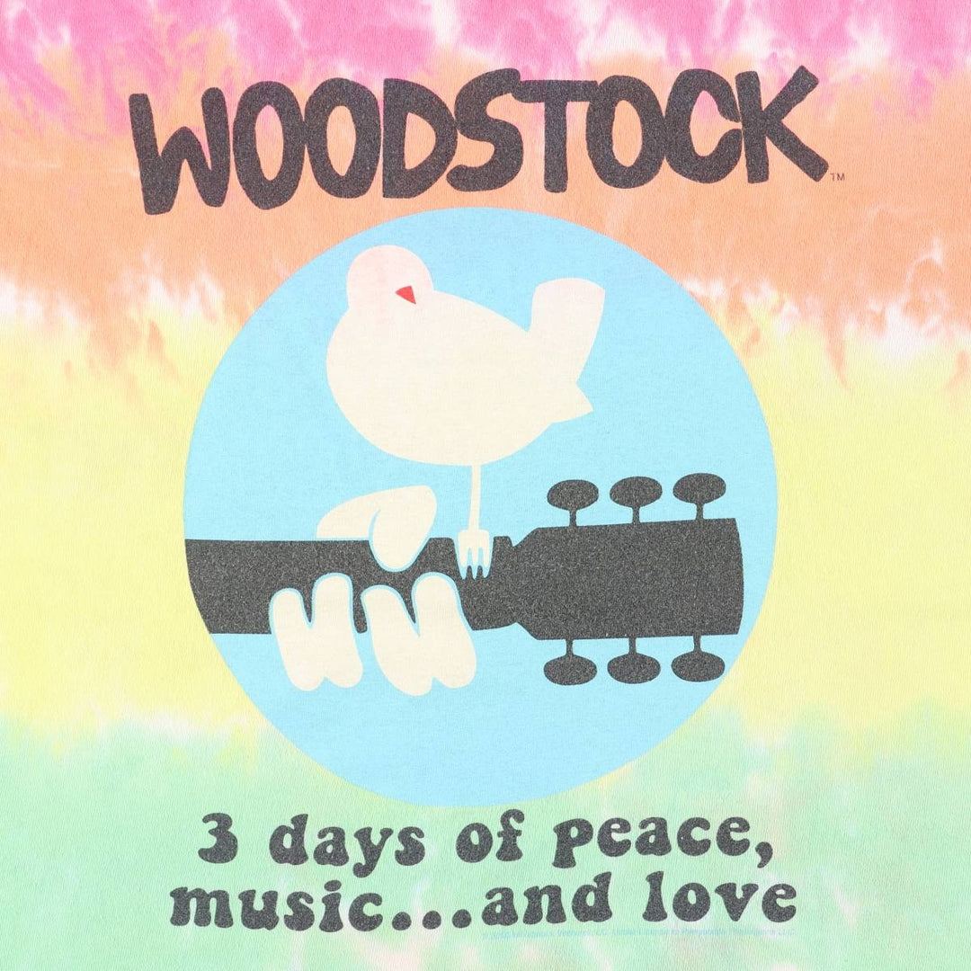 Liquid Blue Woodstock Festival Tie-Dye Pattern Band T-Shirt (Men's XL equivalent) cotton pink type Vintage Second Hand