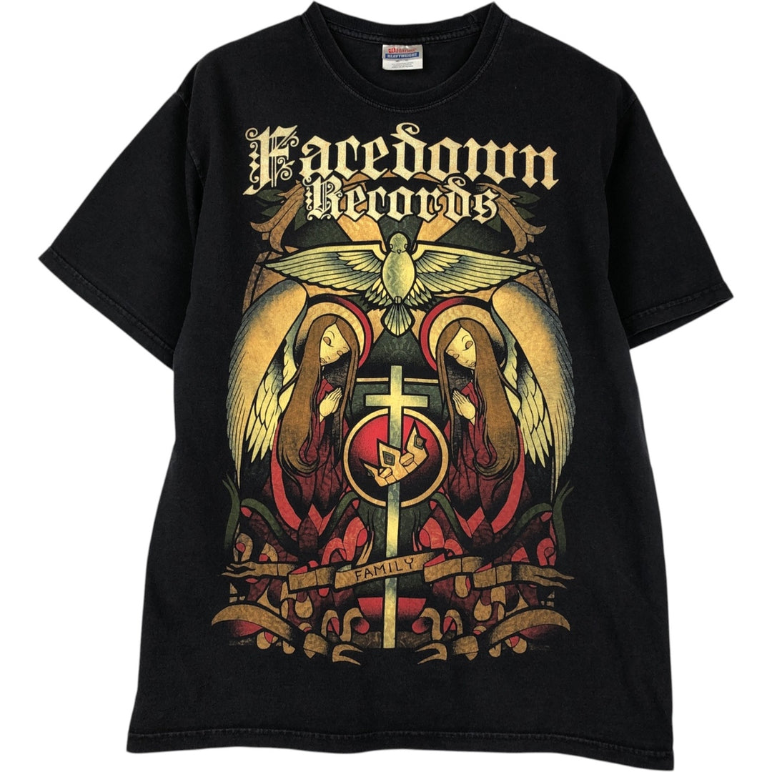 Hanes Facedown Records Band T-Shirt (Men's Size M) cotton black type Vintage Second Hand