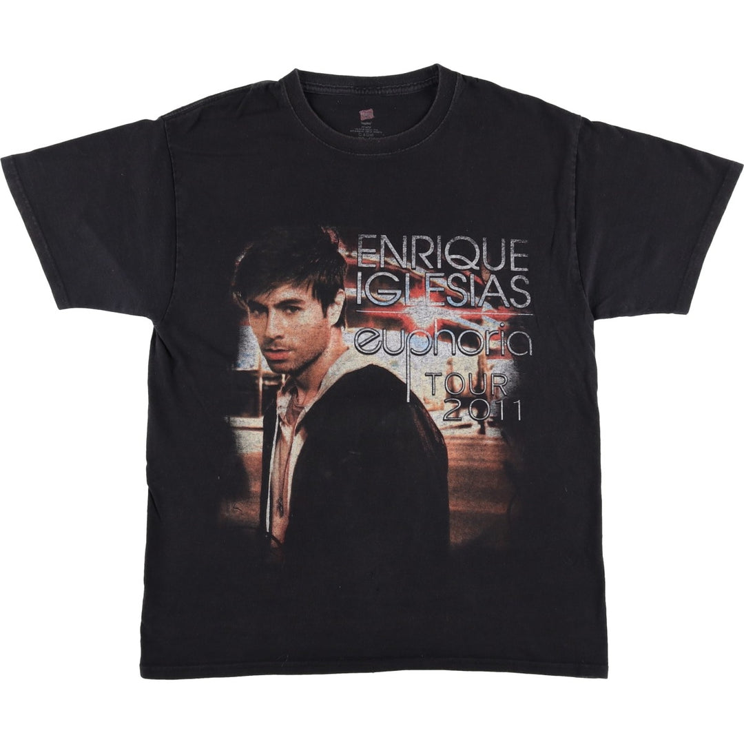 Hanes ENRIQUE IGLESIAS Band T-shirt (Men's size M equivalent) cotton black type Vintage Second Hand