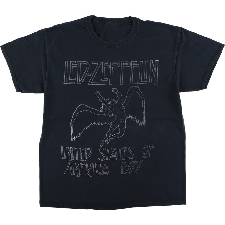 LED ZEPPELIN Led Zeppelin Band T-shirt Band T Men's M size unclear black type Vintage Second Hand