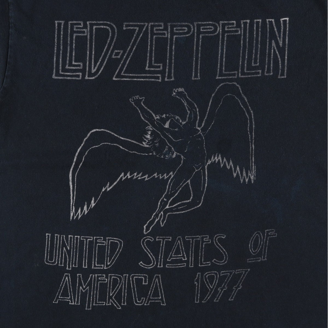 LED ZEPPELIN Led Zeppelin Band T-shirt Band T Men's M size unclear black type Vintage Second Hand