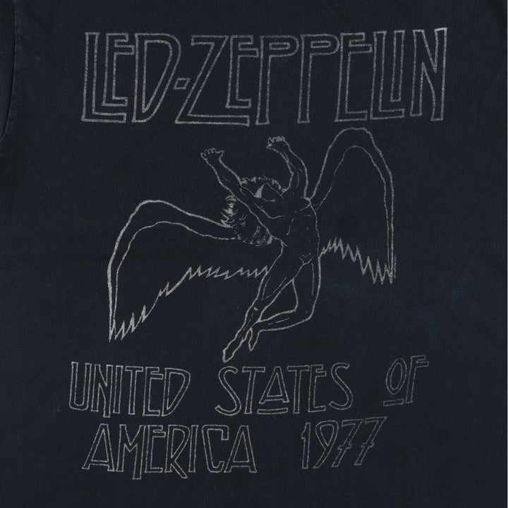 LED ZEPPELIN Led Zeppelin Band T-shirt Band T Men's M size unclear black type Vintage Second Hand