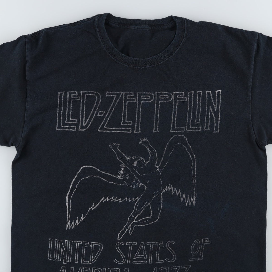 LED ZEPPELIN Led Zeppelin Band T-shirt Band T Men's M size unclear black type Vintage Second Hand
