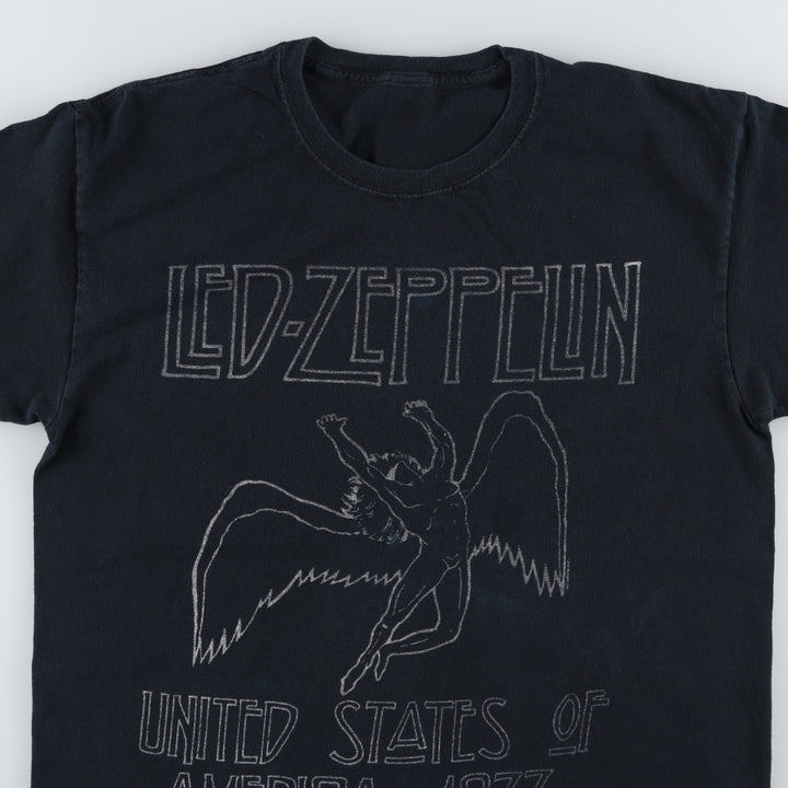 LED ZEPPELIN Led Zeppelin Band T-shirt Band T Men's M size unclear black type Vintage Second Hand