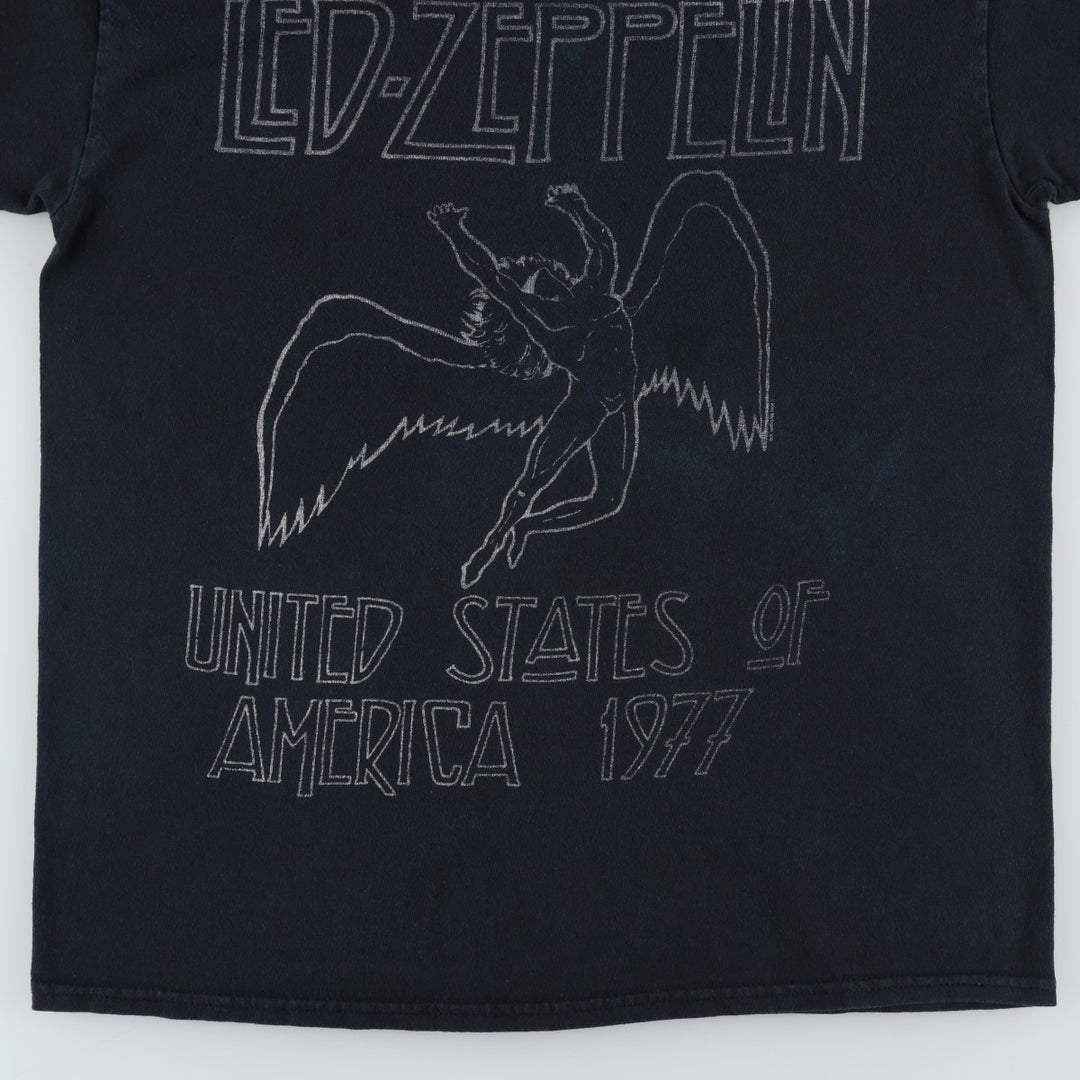 LED ZEPPELIN Led Zeppelin Band T-shirt Band T Men's M size unclear black type Vintage Second Hand