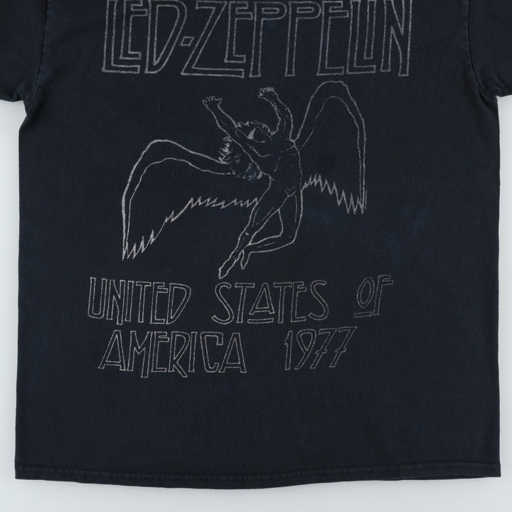 LED ZEPPELIN Led Zeppelin Band T-shirt Band T Men's M size unclear black type Vintage Second Hand
