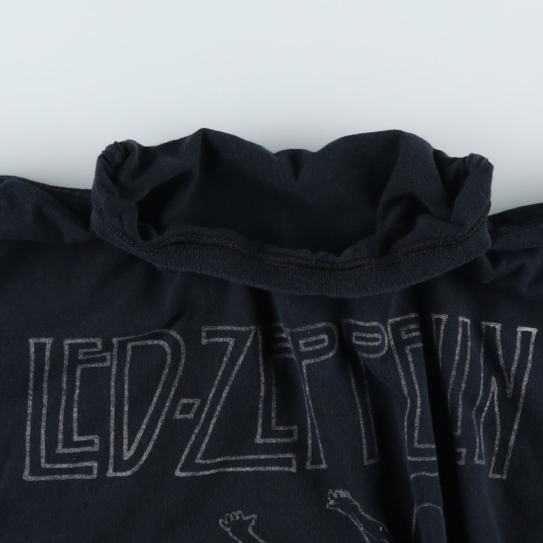 LED ZEPPELIN Led Zeppelin Band T-shirt Band T Men's M size unclear black type Vintage Second Hand