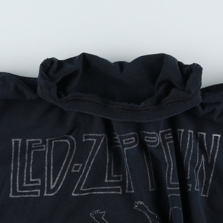 LED ZEPPELIN Led Zeppelin Band T-shirt Band T Men's M size unclear black type Vintage Second Hand
