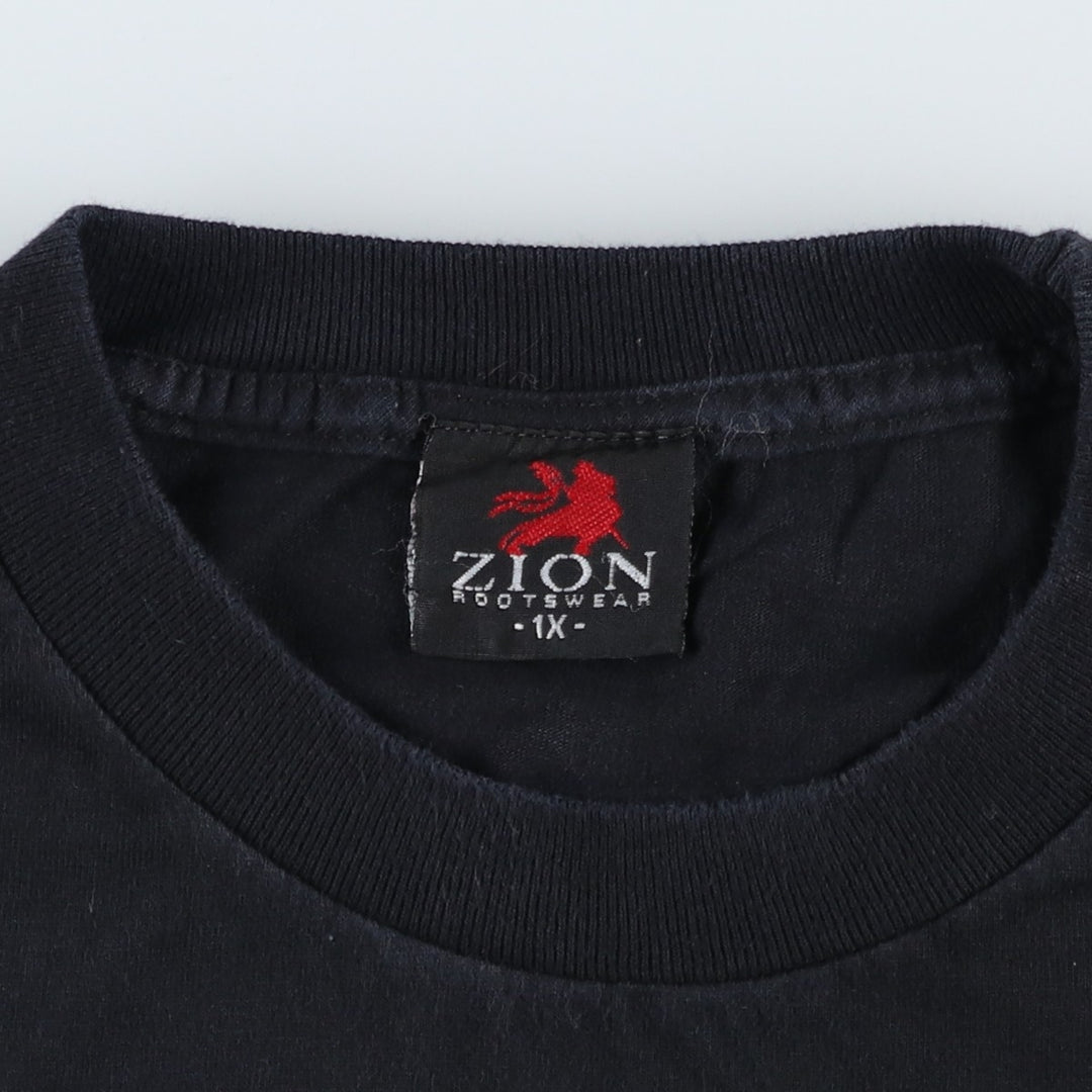 ZION JOHNNY CASH Johnny Cash Band T-shirt, Made in USA, Men's XL equivalent. cotton black type Vintage Second Hand