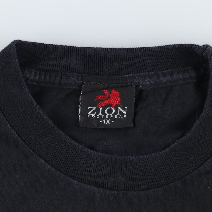 ZION JOHNNY CASH Johnny Cash Band T-shirt, Made in USA, Men's XL equivalent. cotton black type Vintage Second Hand