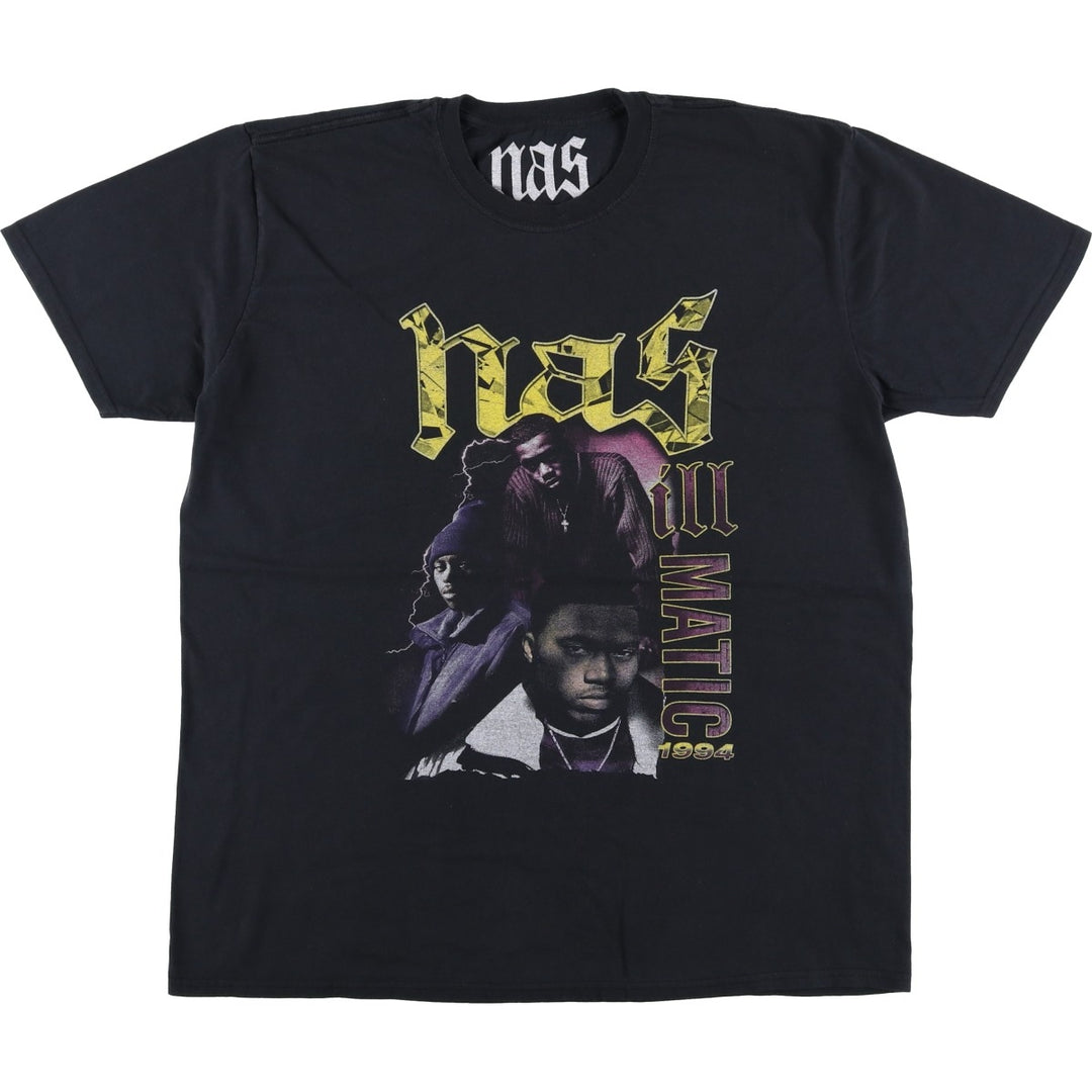 Nas Rap T-shirt, Men's Size L unclear black type Vintage Second Hand
