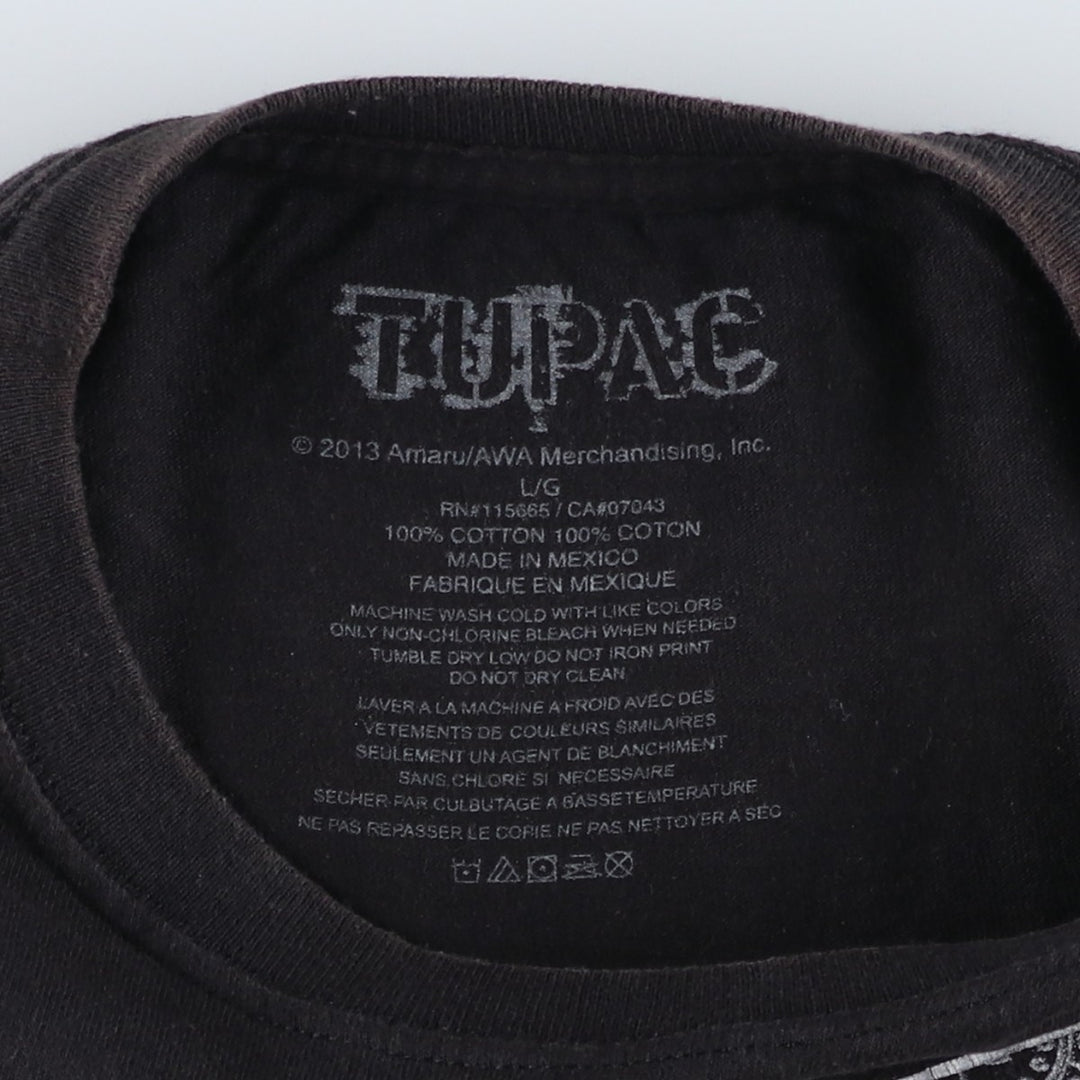 2PAC Rap T-shirt, Men's Size L cotton black type Vintage Second Hand