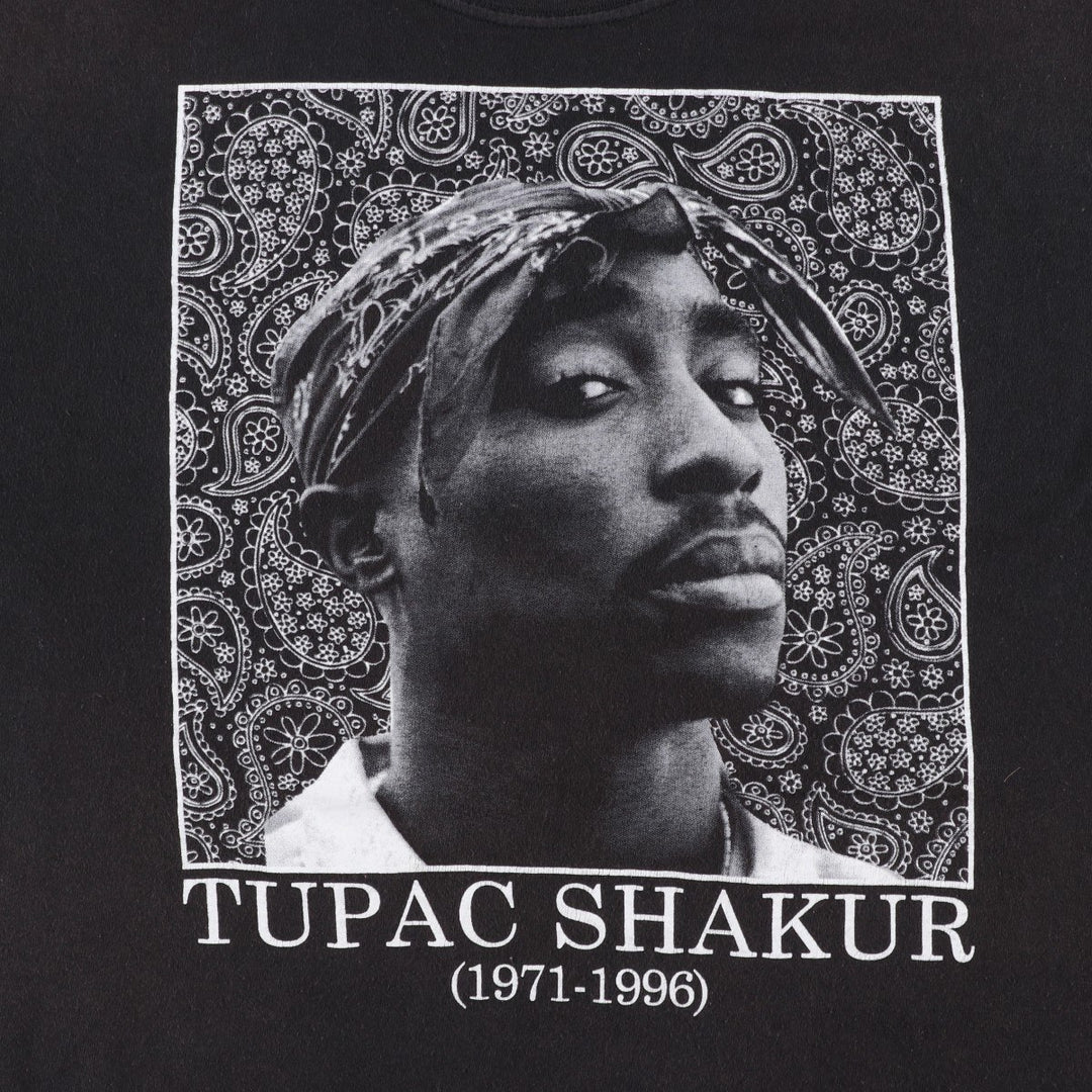 2PAC Rap T-shirt, Men's Size L cotton black type Vintage Second Hand