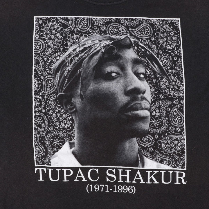 2PAC Rap T-shirt, Men's Size L cotton black type Vintage Second Hand