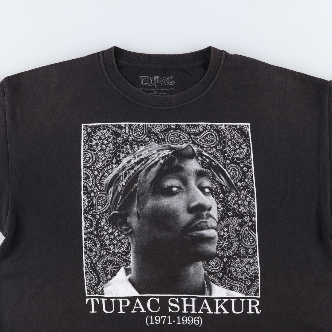 2PAC Rap T-shirt, Men's Size L cotton black type Vintage Second Hand