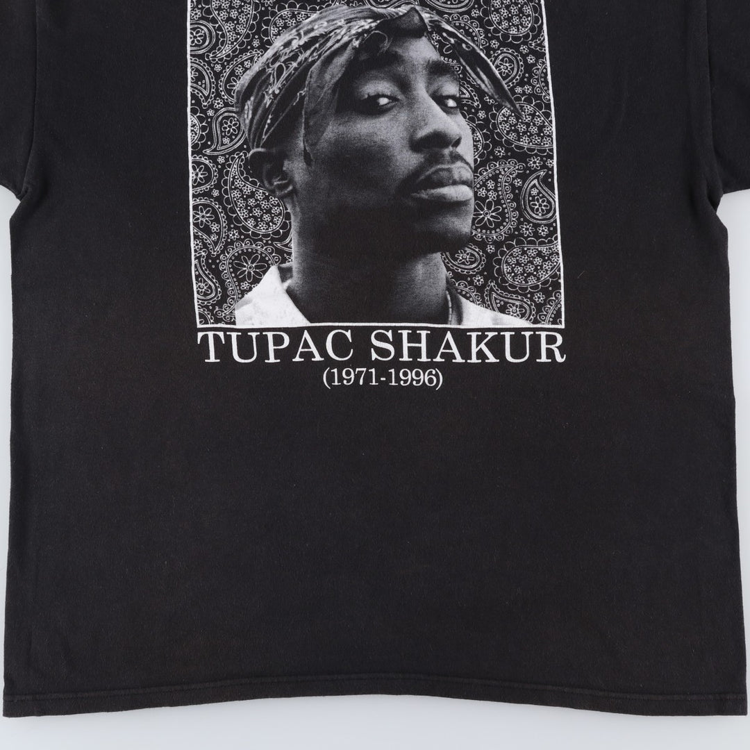 2PAC Rap T-shirt, Men's Size L cotton black type Vintage Second Hand