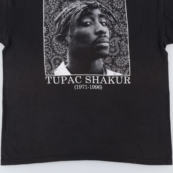 2PAC Rap T-shirt, Men's Size L cotton black type Vintage Second Hand