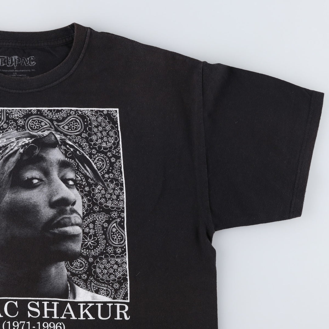 2PAC Rap T-shirt, Men's Size L cotton black type Vintage Second Hand