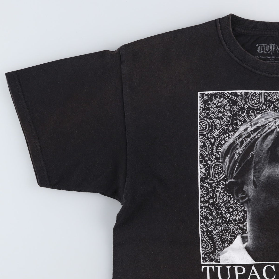 2PAC Rap T-shirt, Men's Size L cotton black type Vintage Second Hand