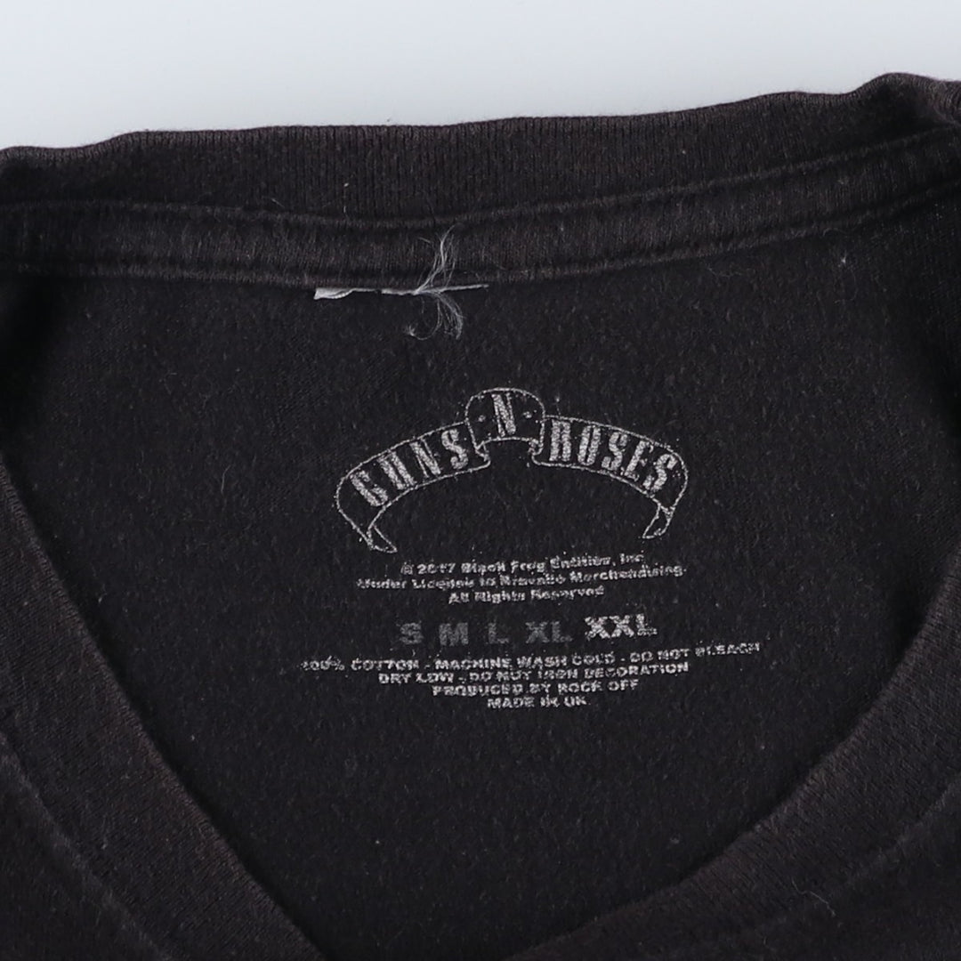GUNS N' ROSES Skull Pattern Band T-Shirt, Made in the UK, Men's XXL equivalent. cotton black type Vintage Second Hand