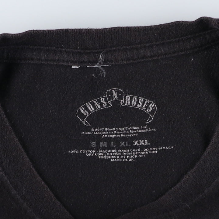 GUNS N' ROSES Skull Pattern Band T-Shirt, Made in the UK, Men's XXL equivalent. cotton black type Vintage Second Hand